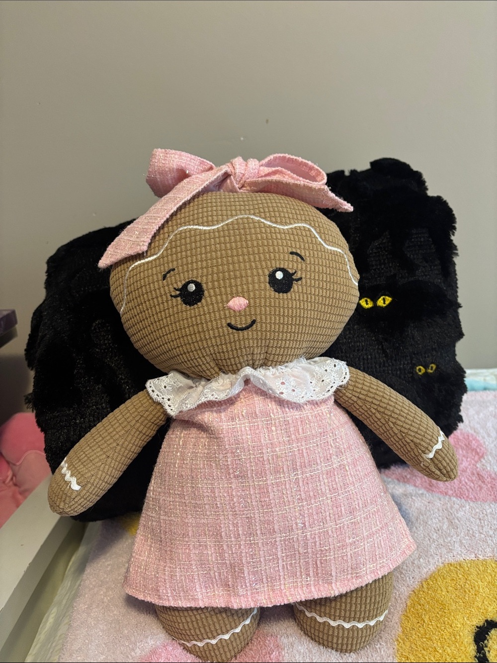 Plush Gingerbread Doll in Pink Dress - Kids Accessories